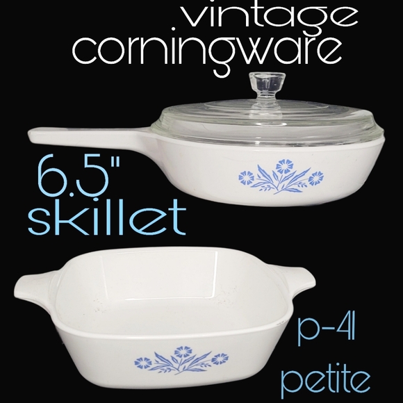 Corningware Other - Blue cornflower vintage corningware petite 41 pan & 6.5" skillet & lid